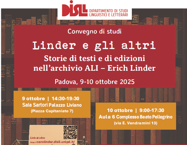 Convegno “Linder e gli altri. Storie di testi e di edizioni nell’archivio ALI – Erich Linder”